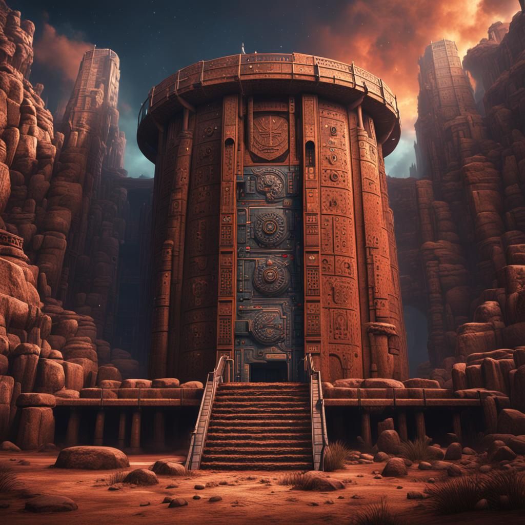 Modern Aztec Missile Silo: Detailed Matte Painting