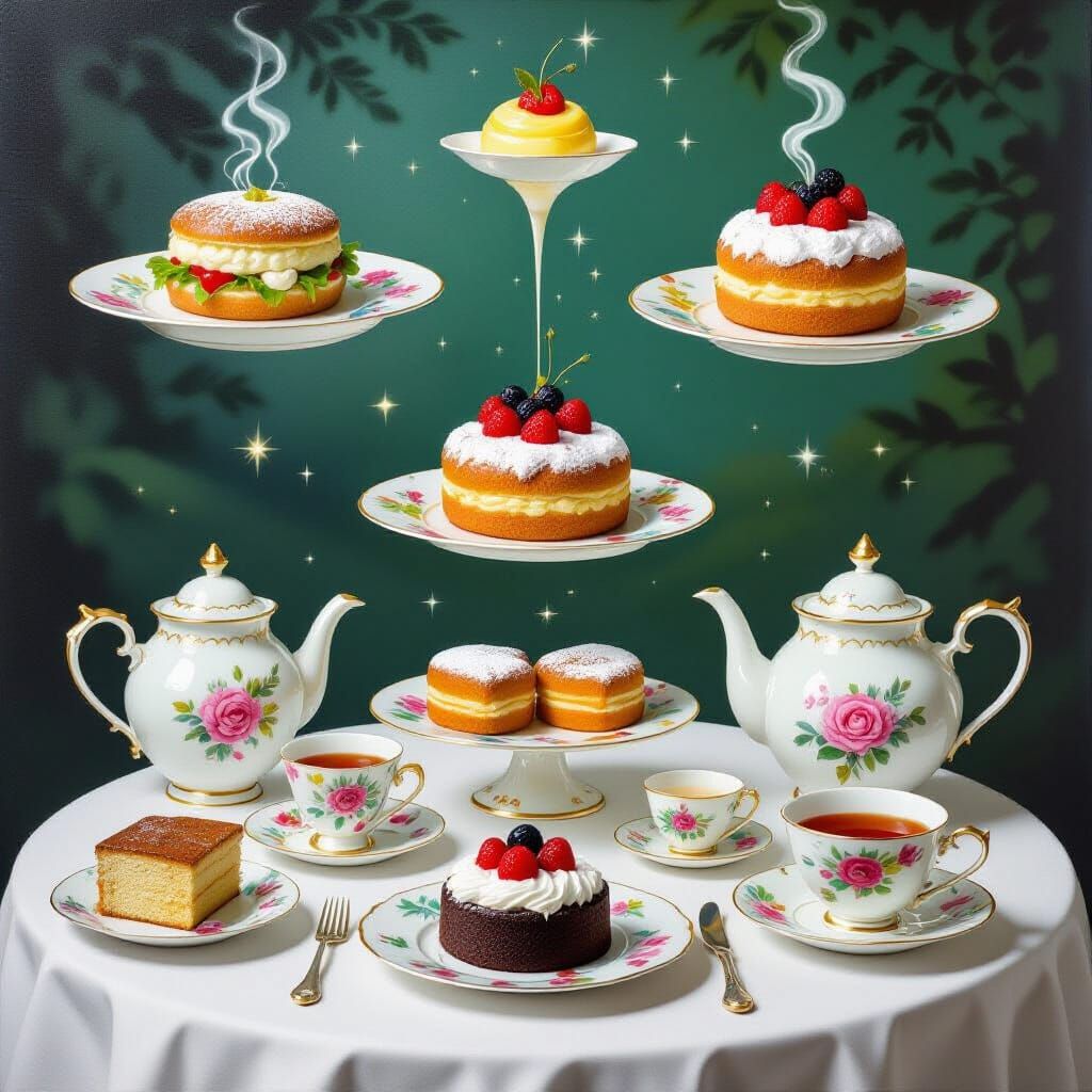 Magical Levitating Food Collage in Surrealist Style