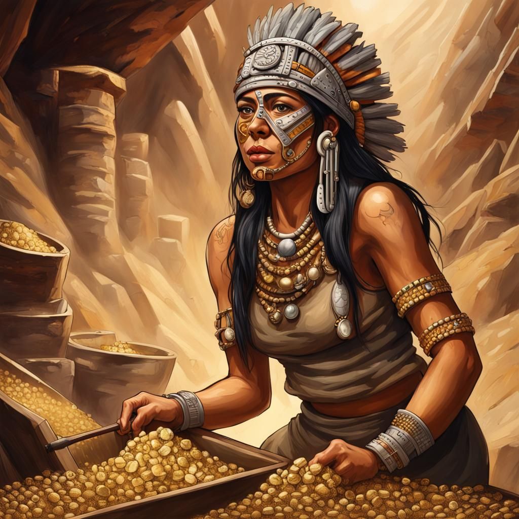 Modern Aztec Female Miner Detailed Image