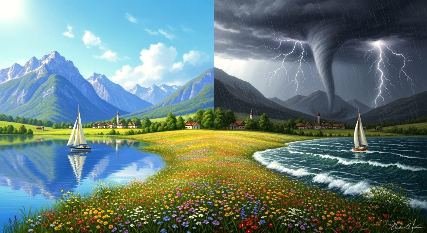 Contrasting Landscapes in Oil Painting Style