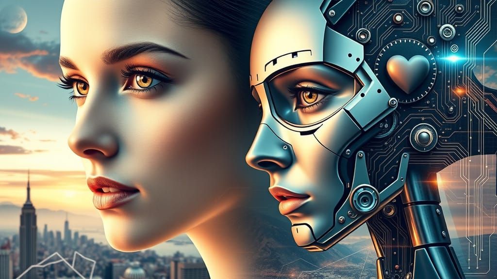 Humanity Meets Cybernetic Elegance in Digital Art