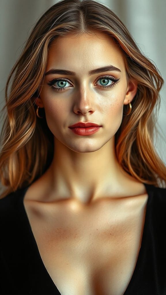 Elegant Woman with Turquoise Eyes in Art Nouveau Style