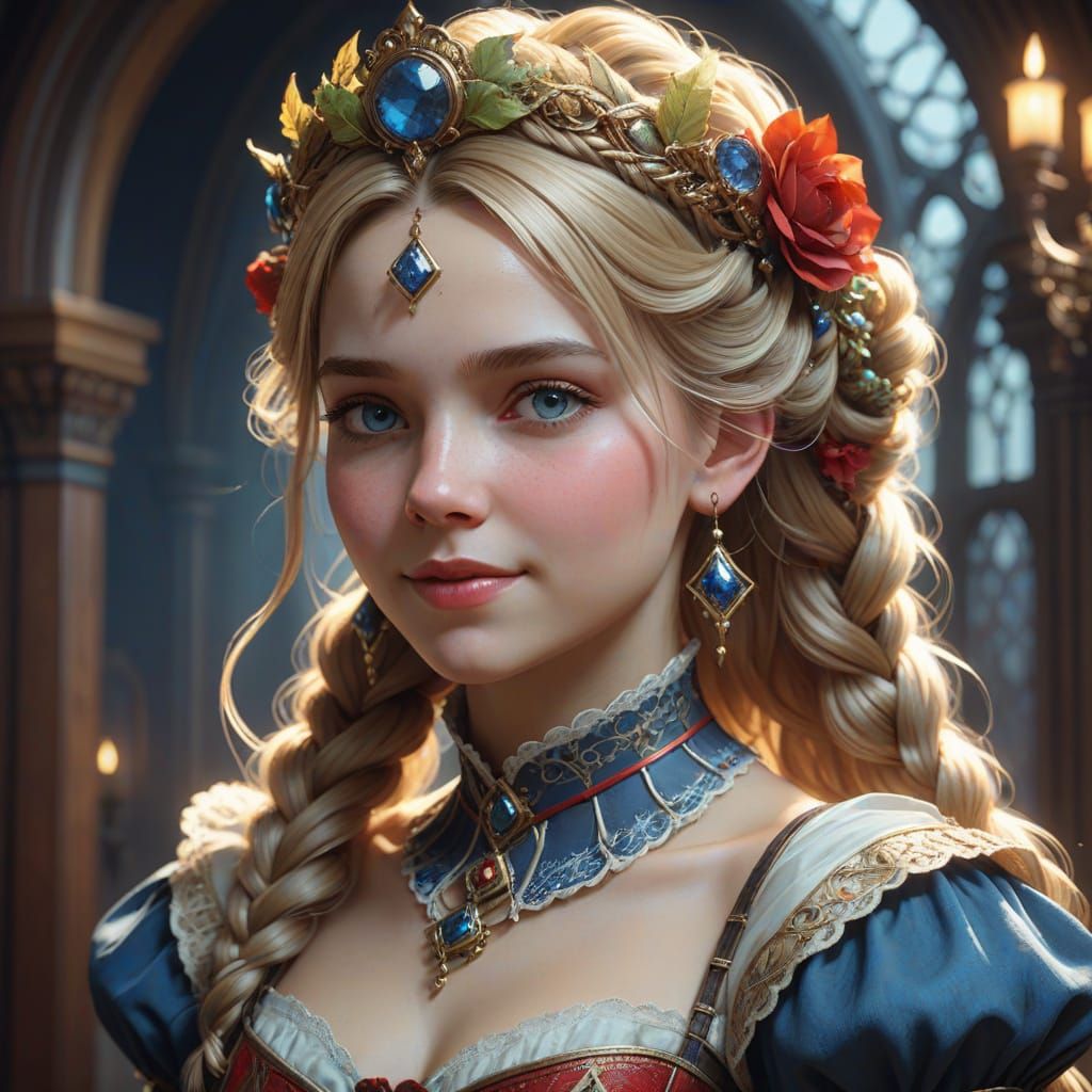 Victorian Maiden Portrait in Triadic Colors