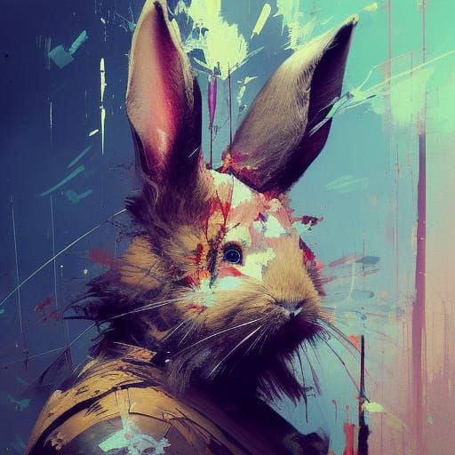 Samurai Rabbit Portrait in Hyperrealistic Style