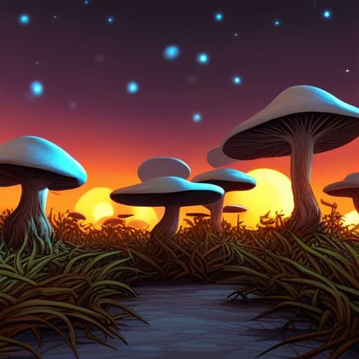 Alien World: Mushroom Forest Under Three Moons