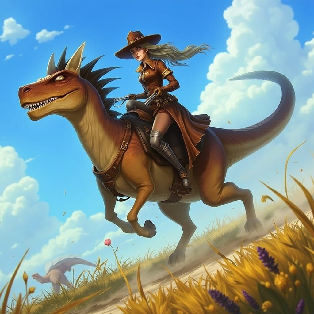 Sheriff Rides Velociraptor in Hyperrealistic Game Art