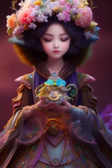 Anita wizard with magic Wish lamp