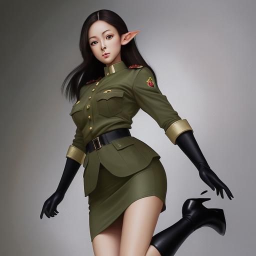 Elf in J.S.D.F. Uniform: An Oil Painting