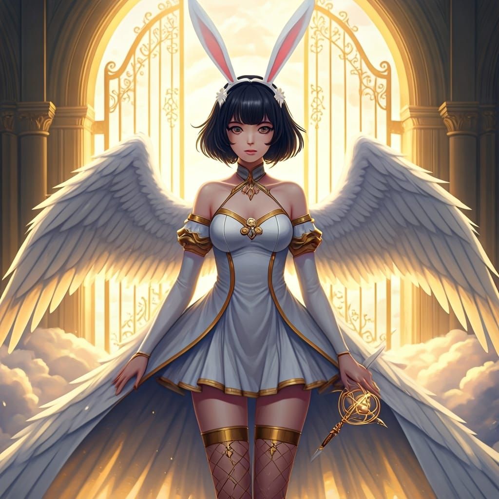 Anime Angel Girl at Heaven's Gate