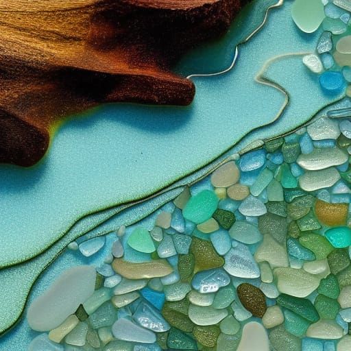 Australian Beach with Sea Glass in Photorealistic Style