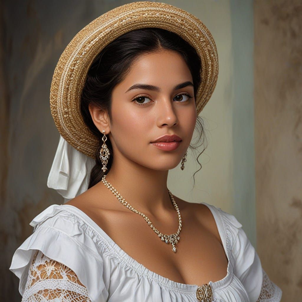 Cuban Woman Portrait in Rubens Oil Painting Style