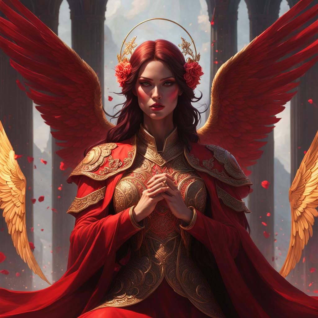 Veiled Angel Kneeling in Prayer: Hyperdetailed Portrait