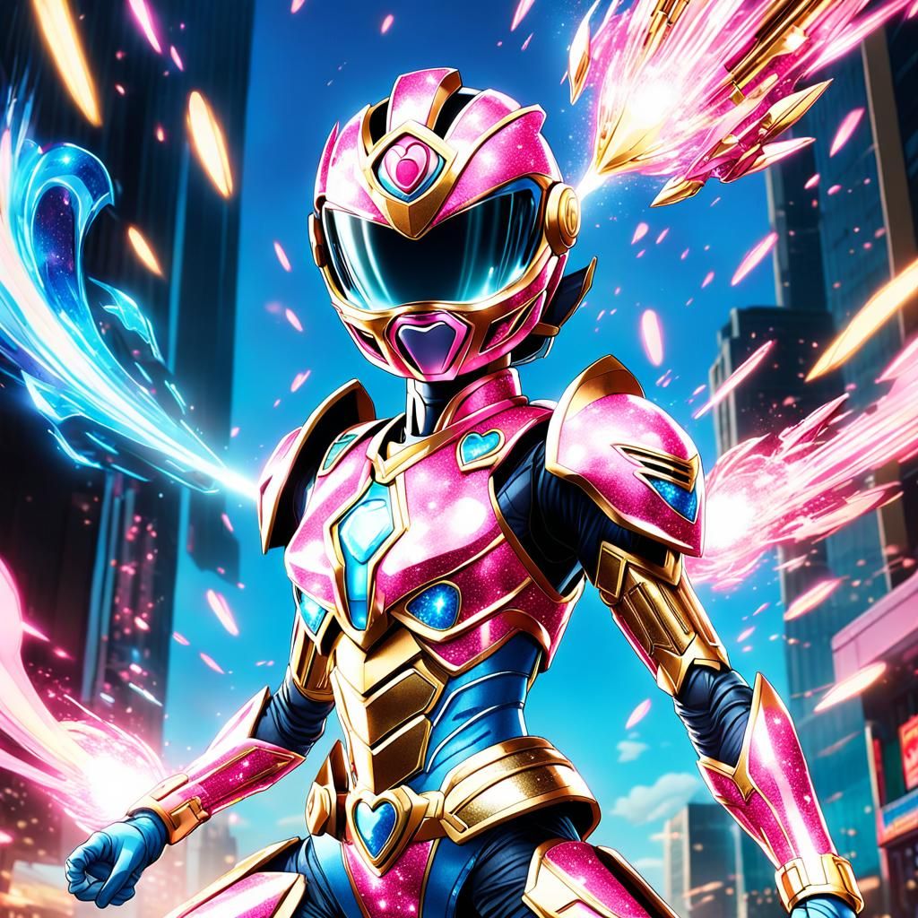 Anime-Style Power Ranger in Action Pose