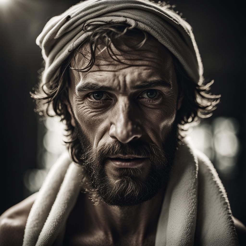 Close-Up Portrait of a Man with Scruffy Beard