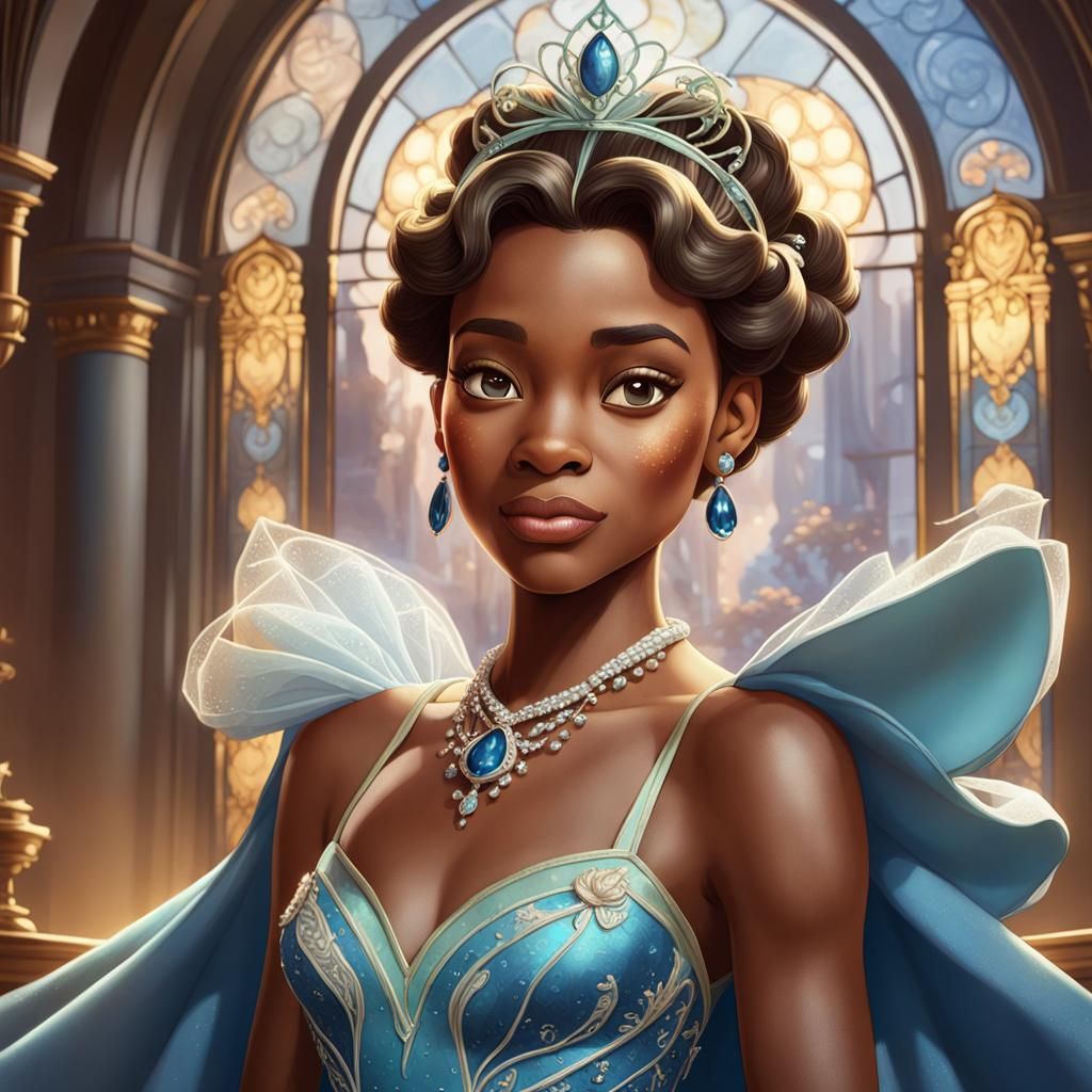 Princess Tiana Portrait in Art Nouveau Style