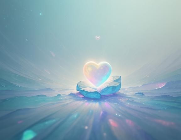 Glowing Heart on Moonstone in Dreamlike Surrealism