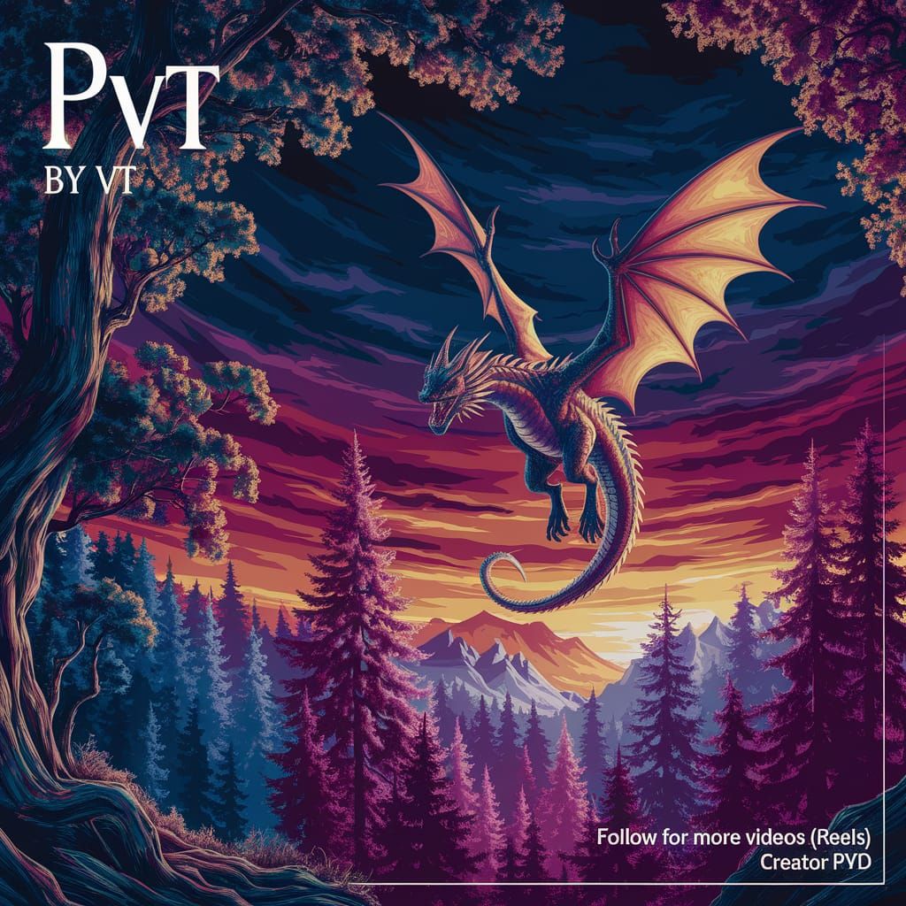 Majestic Dragon Soars Above Enchanted Forest in Vibrant Matt...