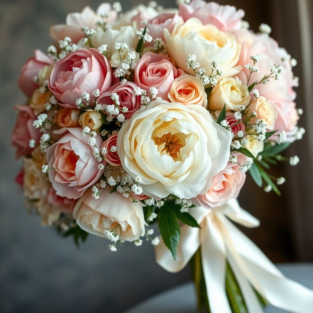 Pastel Paradise Wedding Bouquet in Art Nouveau Style