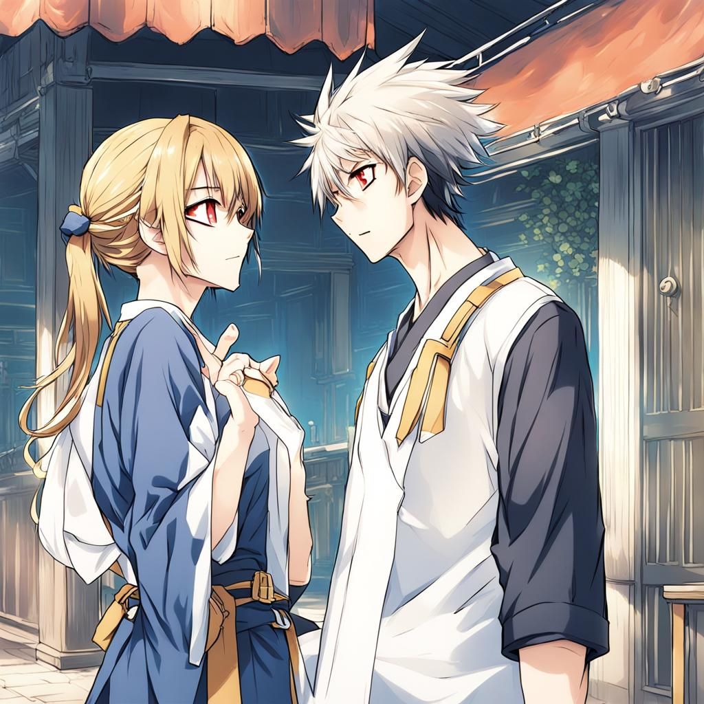 Anime Girl Scolding Boy in Manga Key Visual Style