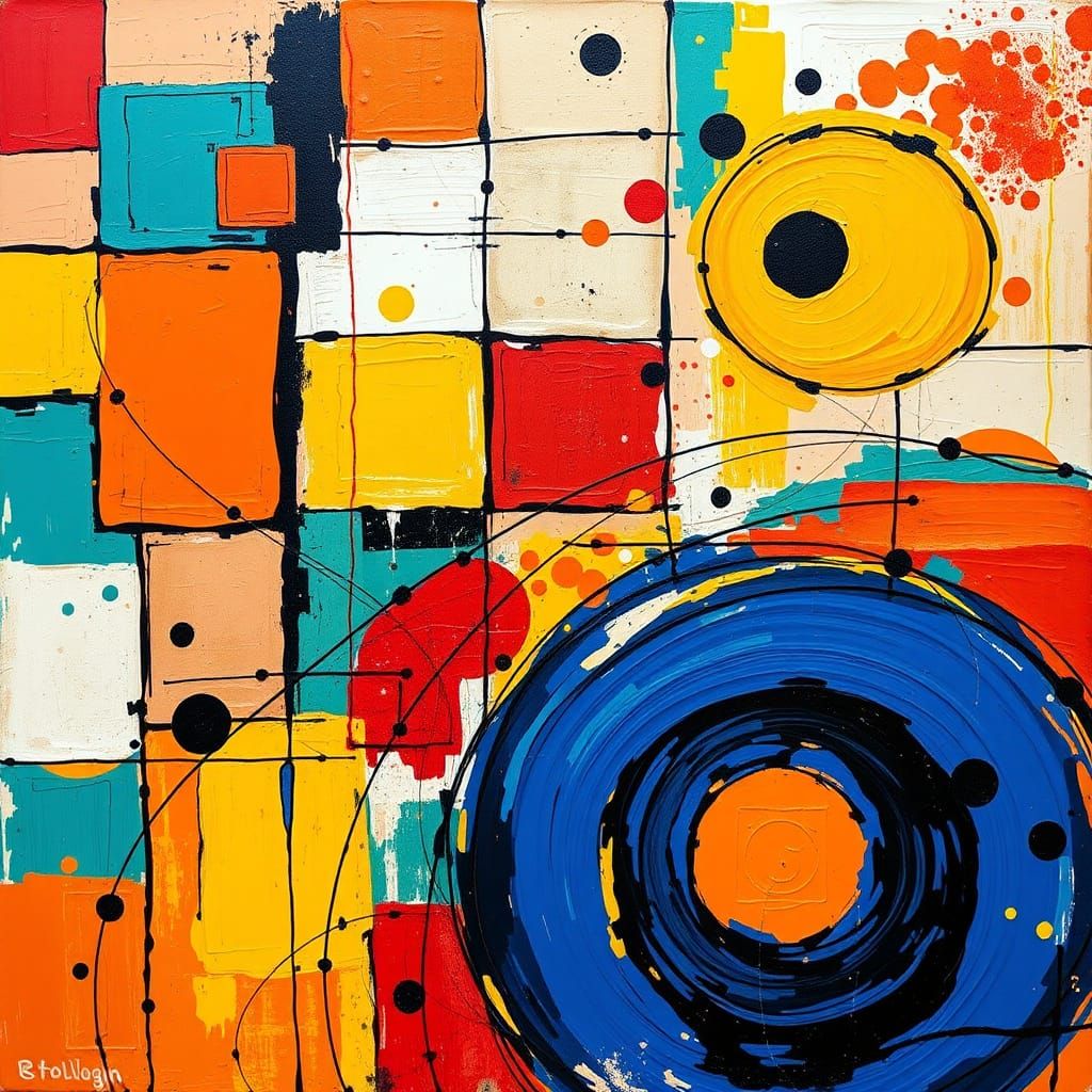 Abstract Composition with Geometric Shapes in Post-Impressio...