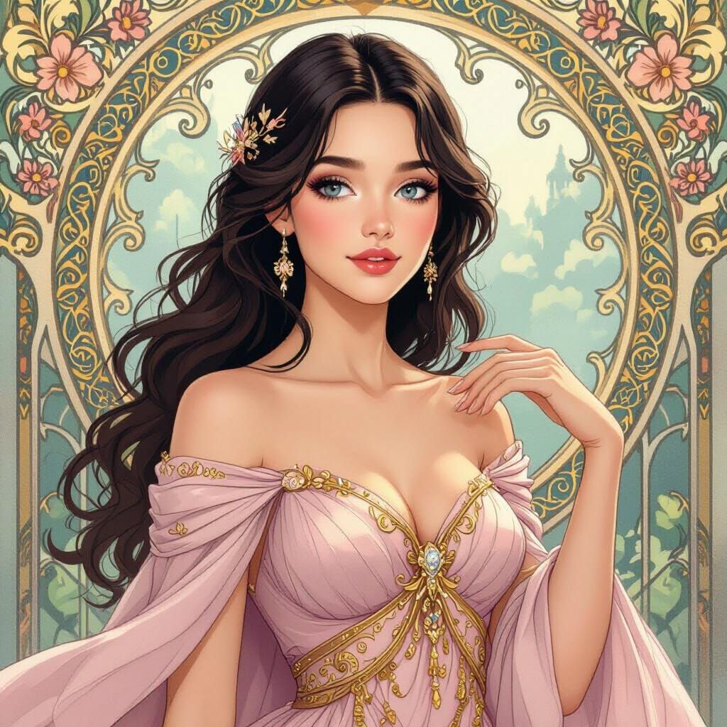 Carmen Elanessë: Ethereal Aethren in Pink and Gold Gown