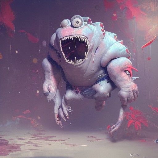 Cute Monster in Retro Oil Painting Style