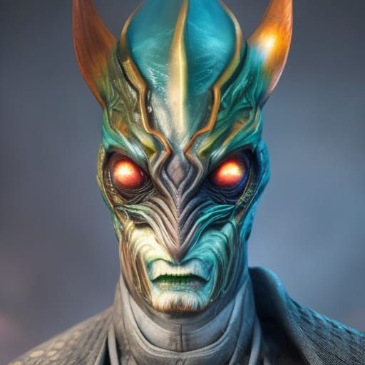 Promethean Alien Engineer Portrait in Biopunk Style