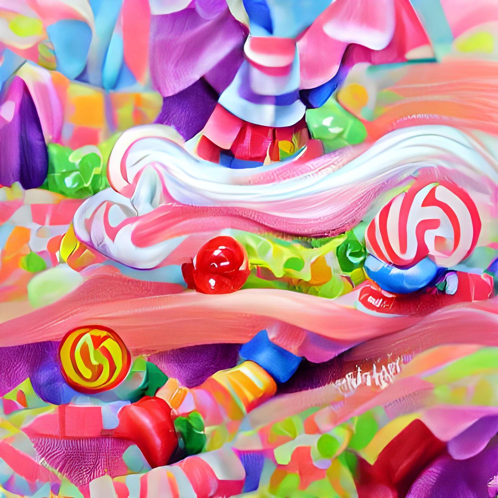 Vibrant Candyland Wonderland in Gouache Style