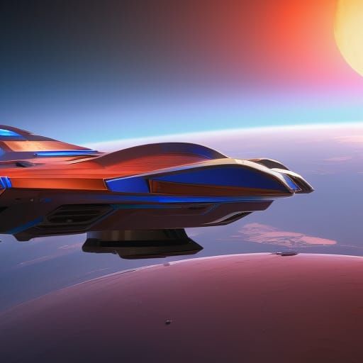 Futuristic Spacecraft Amidst Nebula as Digital Art