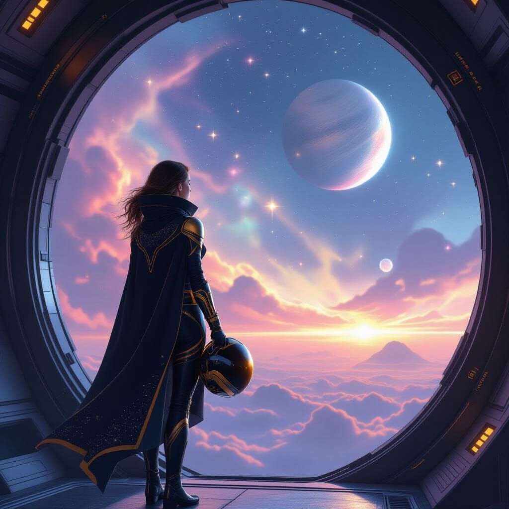 Interstellar Traveler Gazing at Cosmic Vista