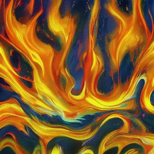 Abstract Flames Form Surreal Shapes in Expressionist Style