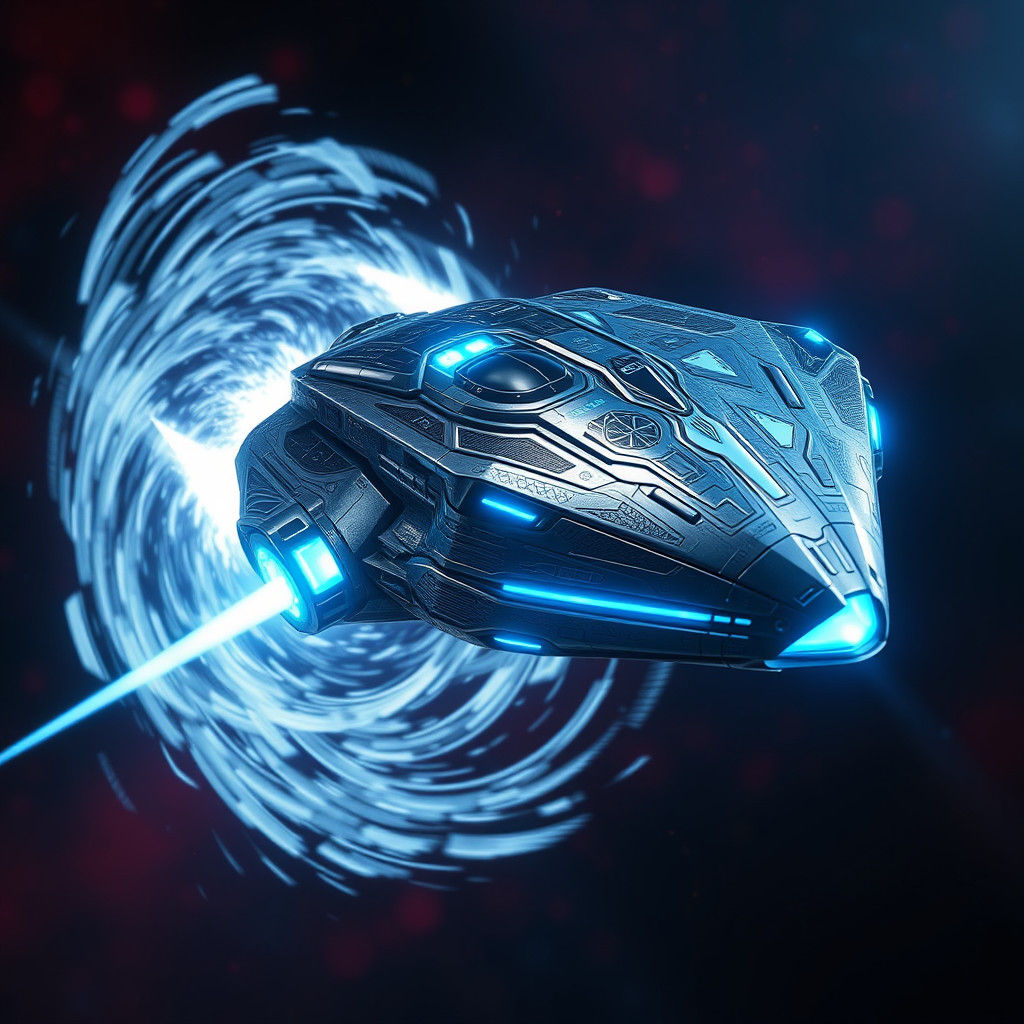Sleek Spacecraft Initiates Emergency Warp Jump