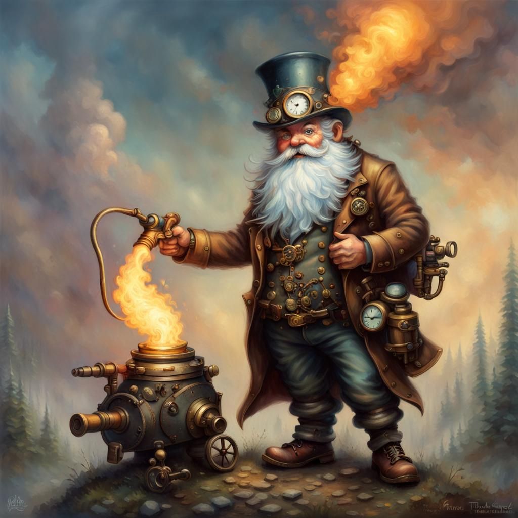 Steampunk Gnome Artificer with Flamethrower