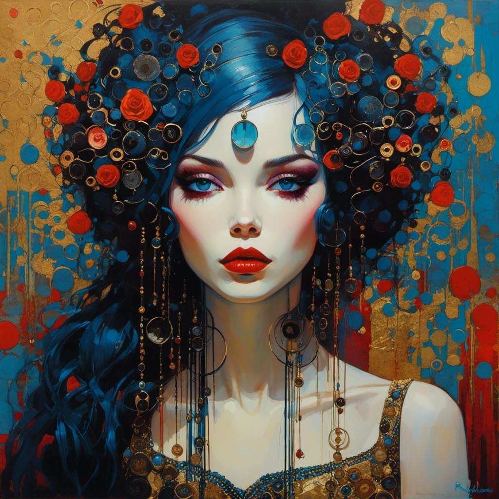 Punk Rock Portrait in Blacklight Art Style