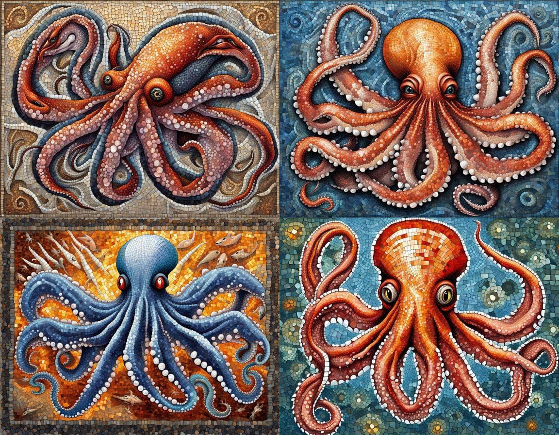 Monstrous Sea Creature Mosaic Artwork