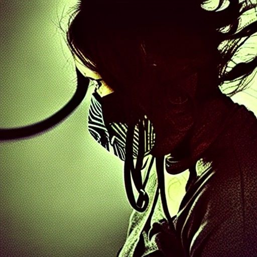 Hyperrealistic Woman in War-Torn Gas Chamber