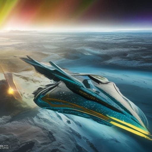 Hyperrealistic Sci-Fi: Alien Starship and Pyramid in Alaska