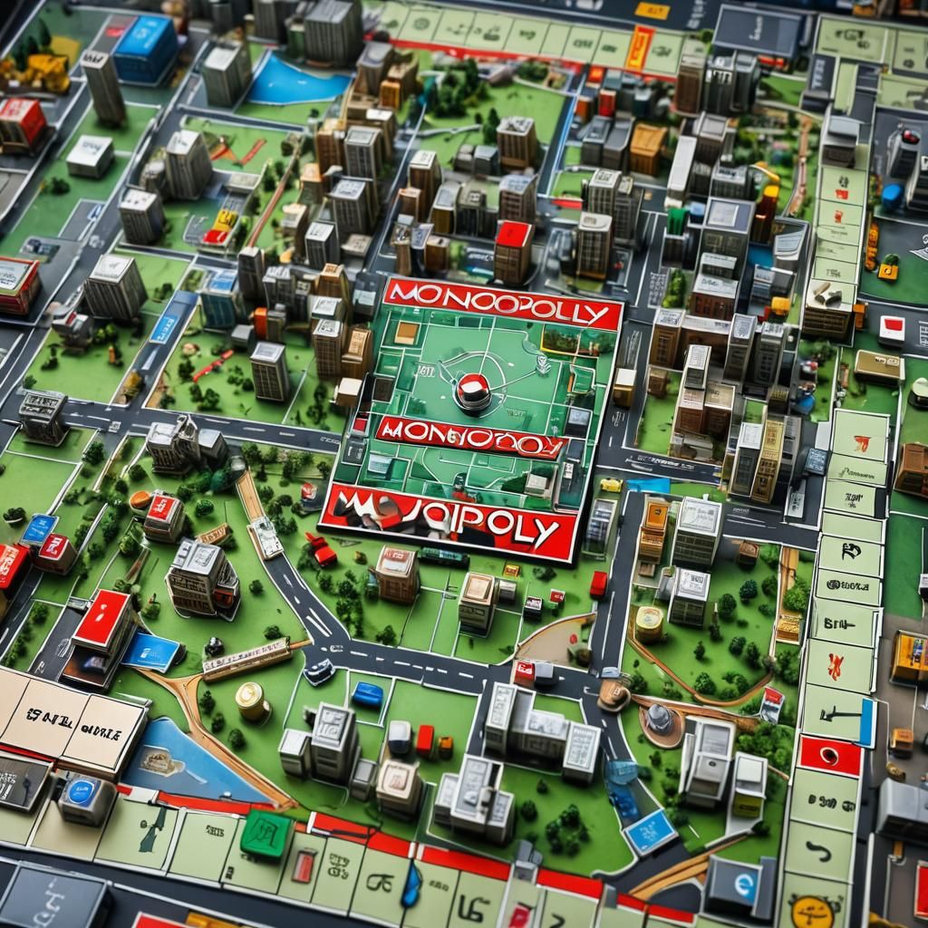Hyperrealistic Monopoly City Board Game