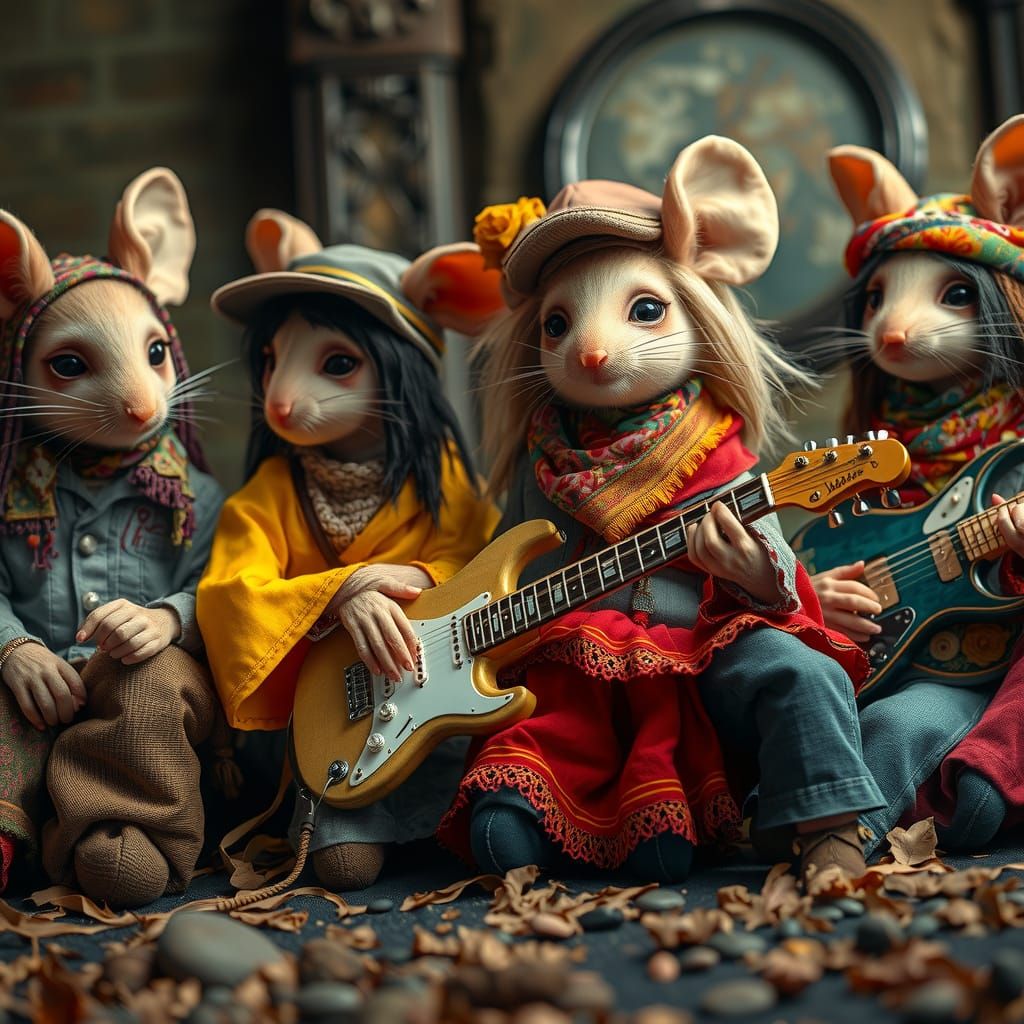 Mice-Elf Hippie Band in 70s Funk-Rock Style