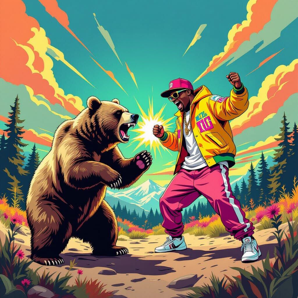Tyler the Creator Fights Grizzly Bear in Comic Art Style