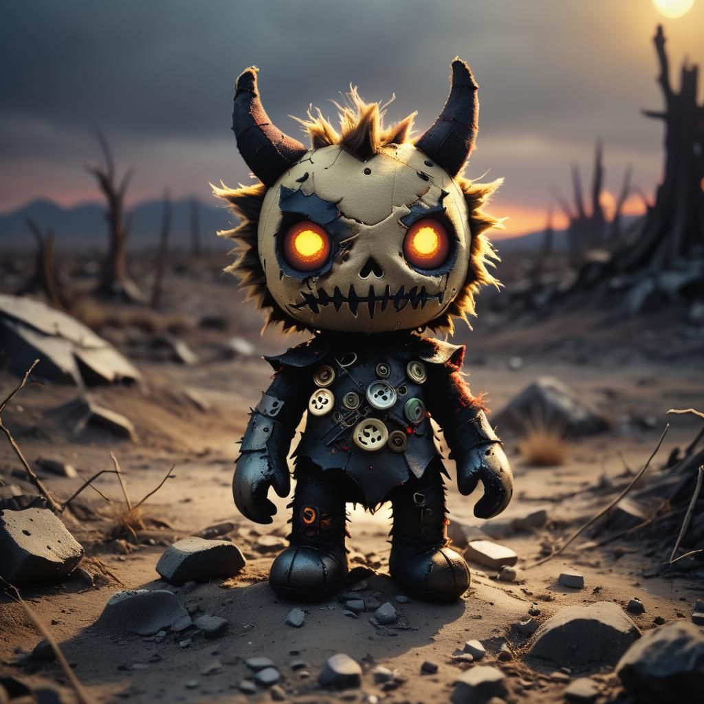 Demonic Plushie in Desolate Wasteland Illustration