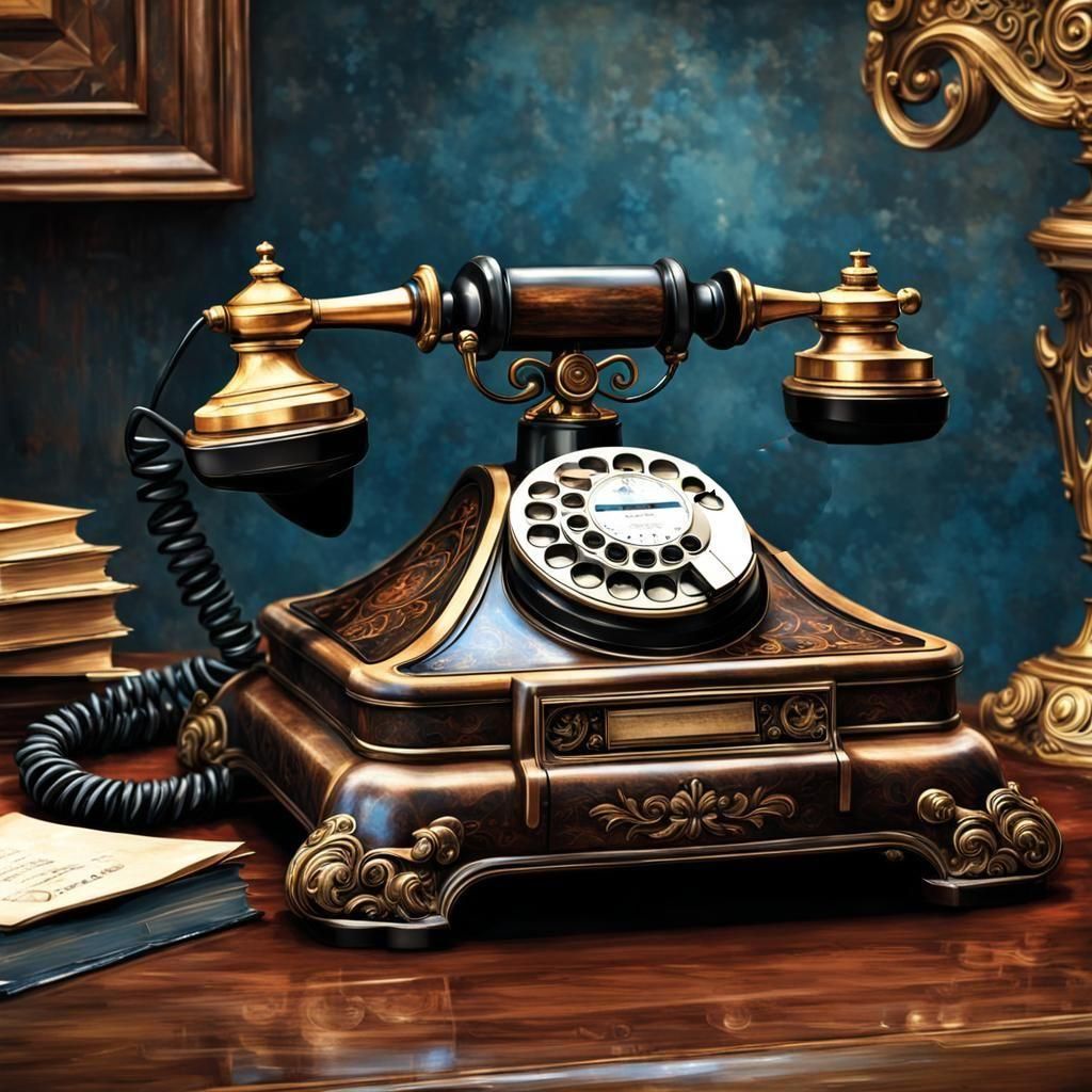 French Style Rotary Phone on Mansion Desk