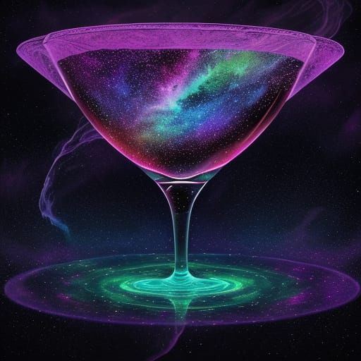 Cosmic Wine Drinker in Astral Illustration Style