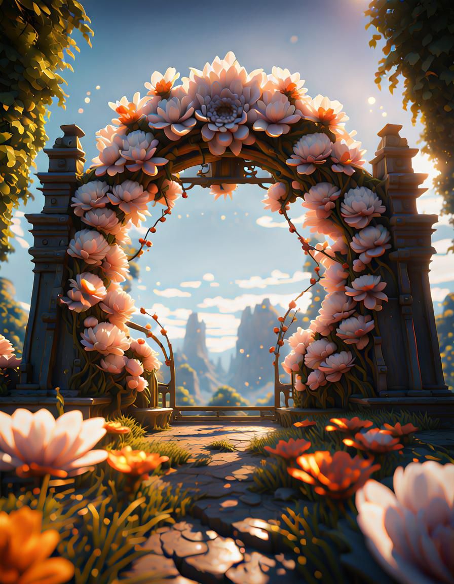 Dimensional Gate Flower in 3D Game Style