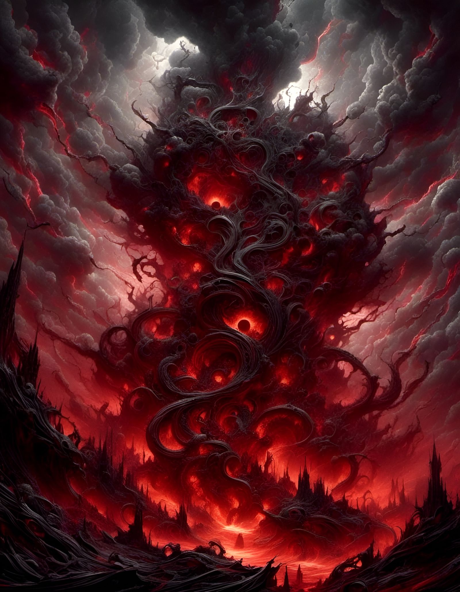 Apocalyptic View From Below in Dark Fantasy Style