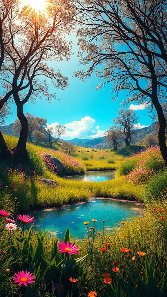 Serene Garden Oasis in Soft, Ethereal Light