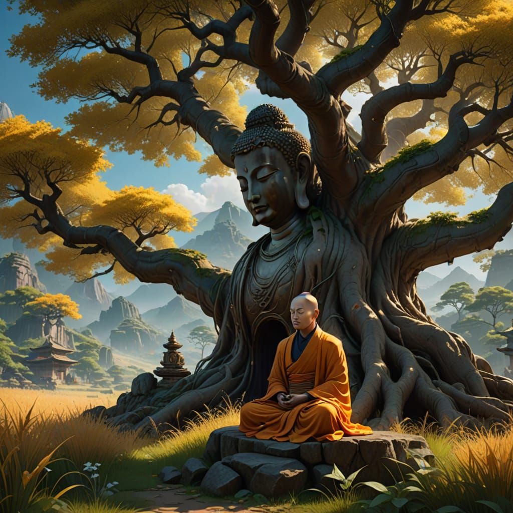 Buddha in Serene Natural Harmony