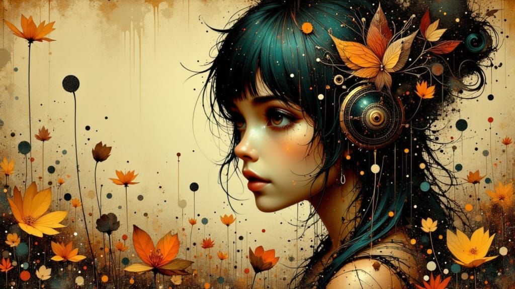 Dragon and Ivy: Magical Field in Art Nouveau Style