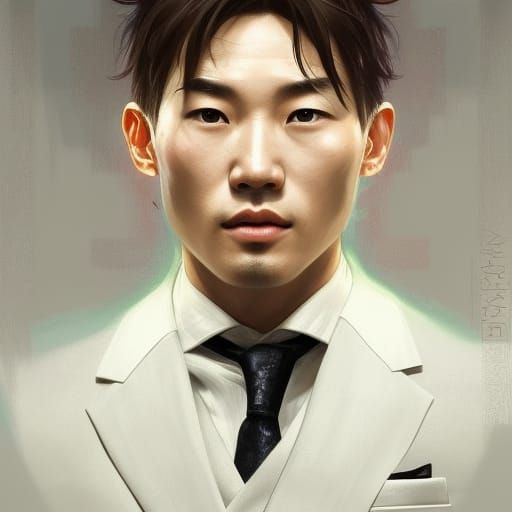 Fearless Korean Man Portrait in Hyperdetailed Style
