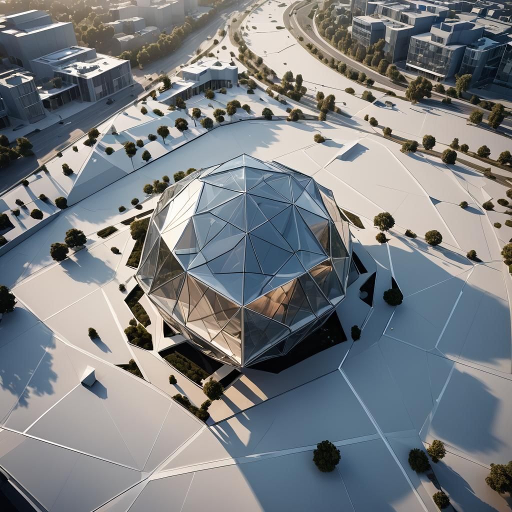 Futuristic Building with Kepler Star Roof in Parametric Styl...